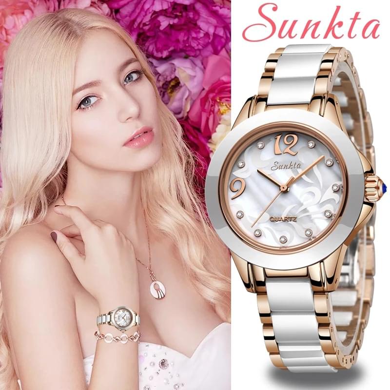 Reloj de Cerámica Elegante para Mujer - SUNKTA, Estilo y Durabilidad