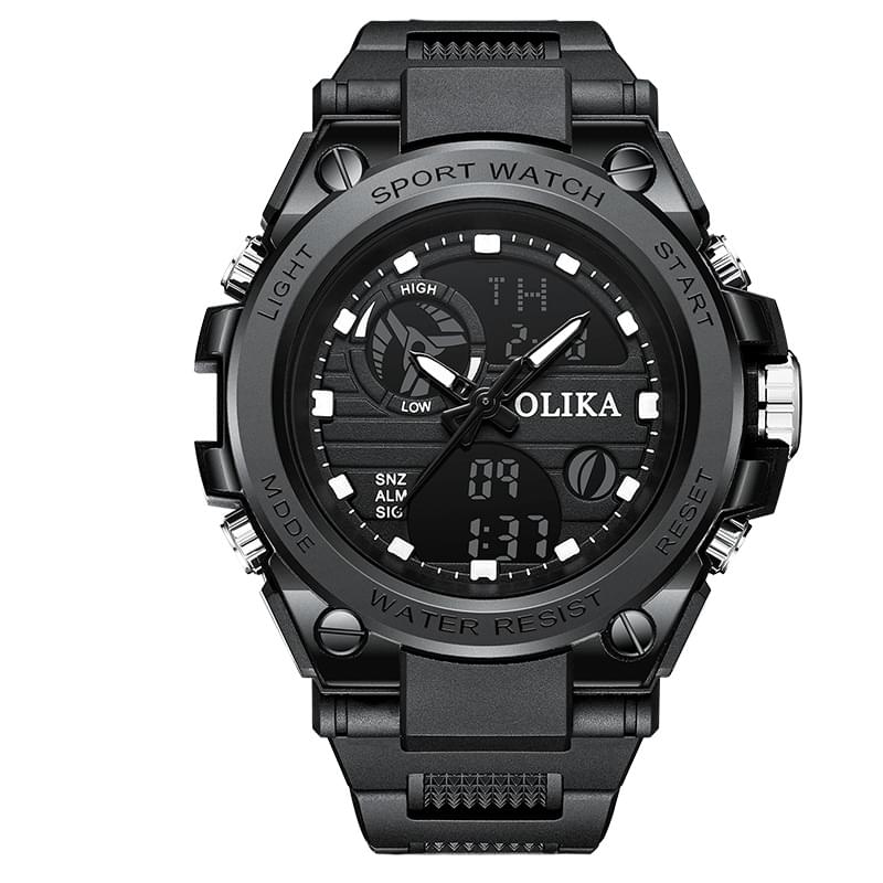 Reloj Electrónico Doble Pantalla para Hombre, Resistente al Agua y Luz Nocturna