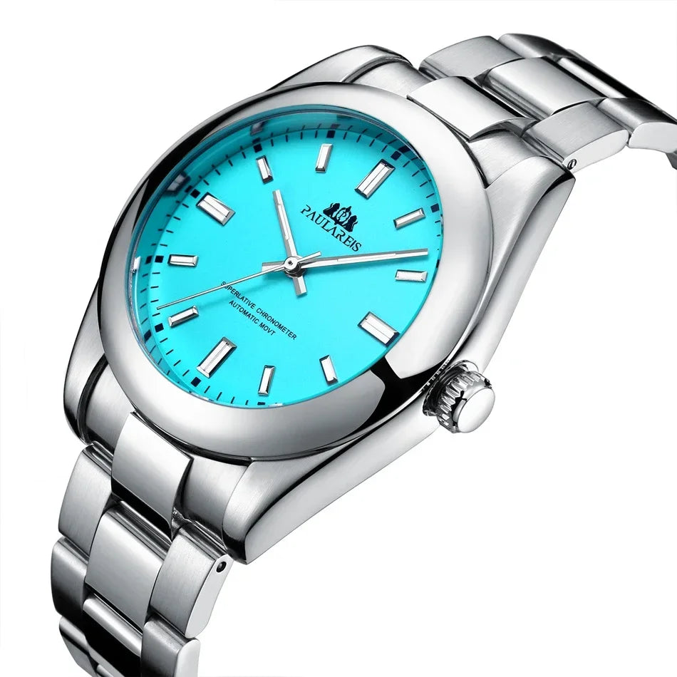 Reloj Mecánico Automático para Hombre – Acero Inoxidable Arcoíris 41mm - vista frontal