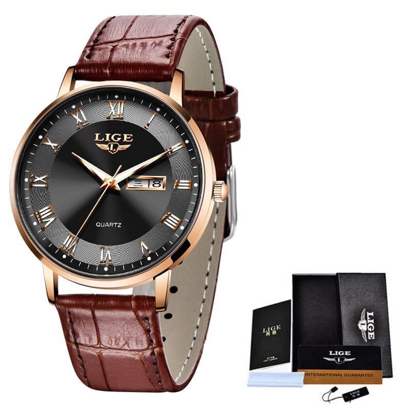 LIGE Reloj Ultra Delgado para Mujer, Doble Calendario y Correa de Malla Milanesa