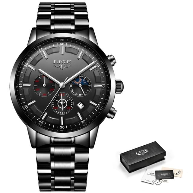 Reloj LIGE Deportivo de Lujo para Hombre, Resistente al Agua
