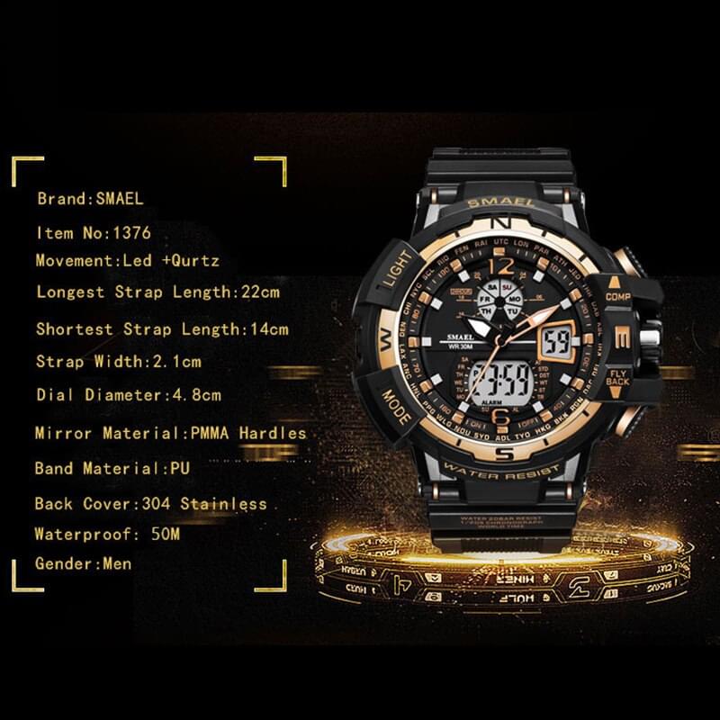 SMAEL 1376C – Reloj Deportivo Digital con Doble Pantalla para Hombre