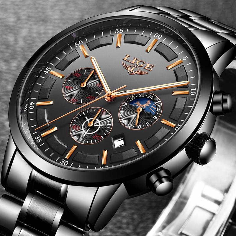 Reloj LIGE Deportivo de Lujo para Hombre, Resistente al Agua