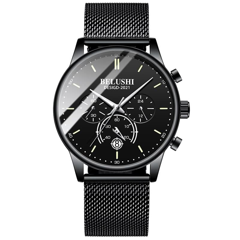 BELUSHI Reloj Ultra Delgado para Hombre, Correa Milanesa de Acero Inoxidable