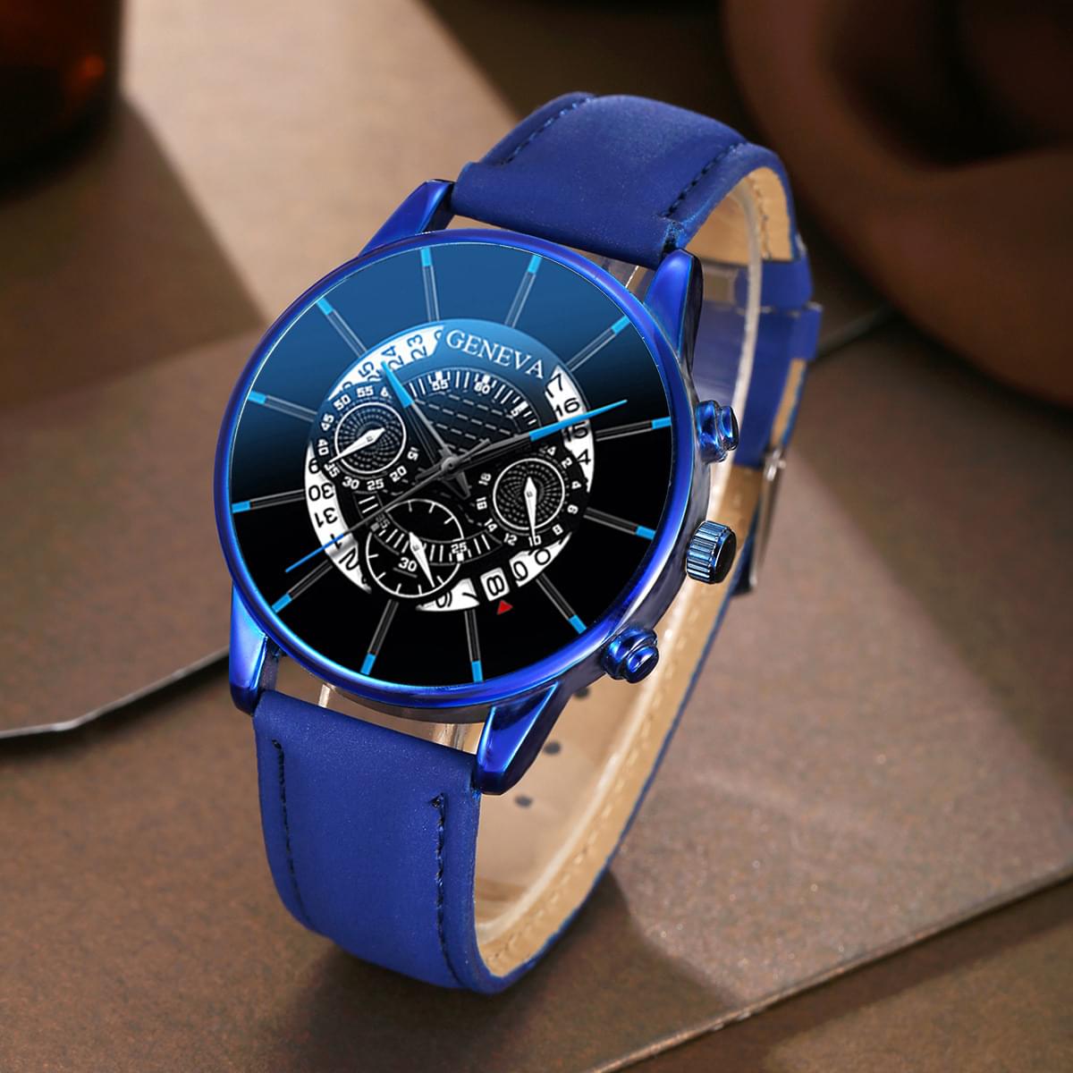 Reloj de Cuero para Hombre con Calendario y Diseño Tres Ojos