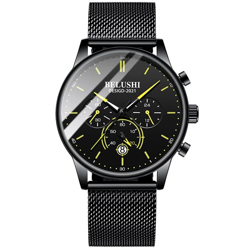 BELUSHI Reloj Ultra Delgado para Hombre, Correa Milanesa de Acero Inoxidable