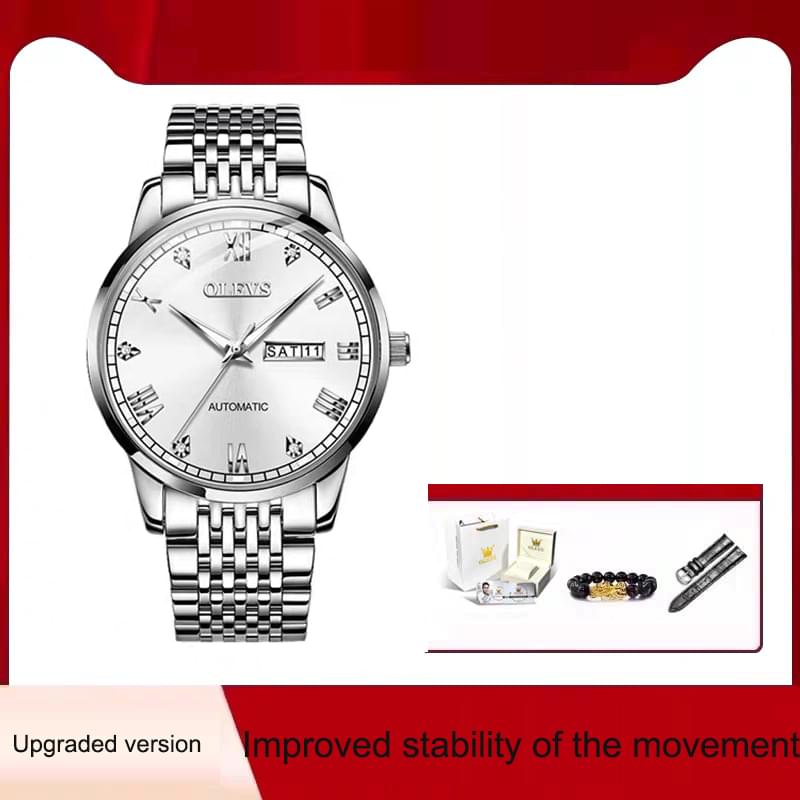 Reloj Mecánico Automático para Hombre, Correa de Acero y Luz Nocturna