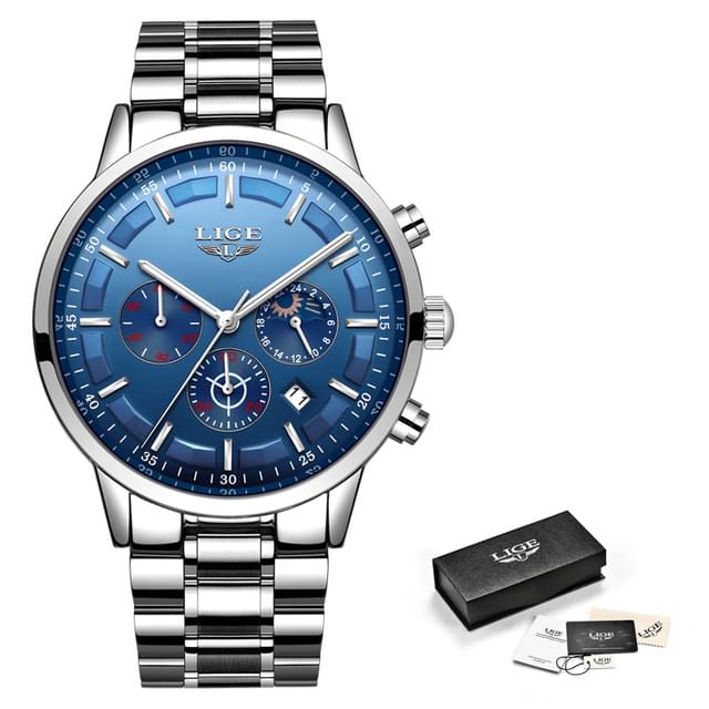 Reloj LIGE Deportivo de Lujo para Hombre, Resistente al Agua