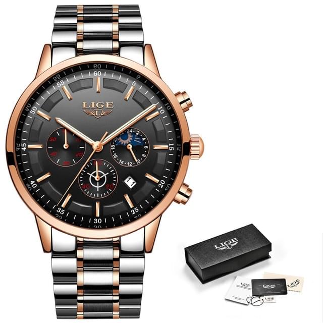 Reloj LIGE Deportivo de Lujo para Hombre, Resistente al Agua