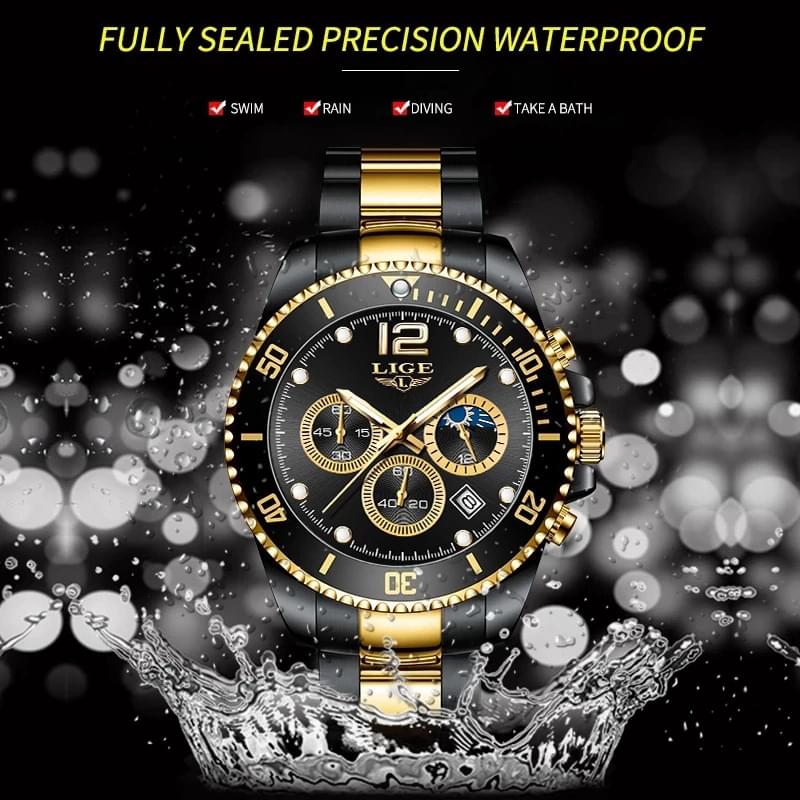Reloj de Cuarzo Deportivo para Hombre, Cronógrafo Multifuncional y Resistente al Agua