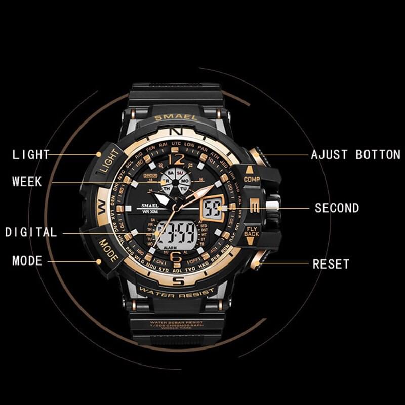 SMAEL 1376C – Reloj Deportivo Digital con Doble Pantalla para Hombre - vista de detalle