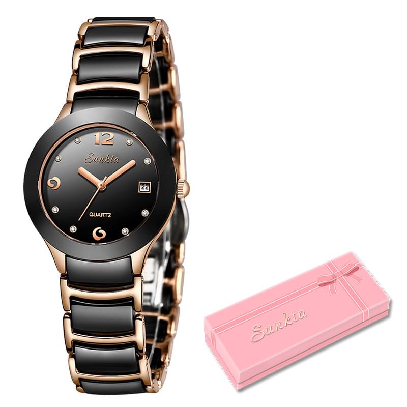 SUNKTA Reloj de Cerámica para Mujer, Elegante y Resistente al Agua