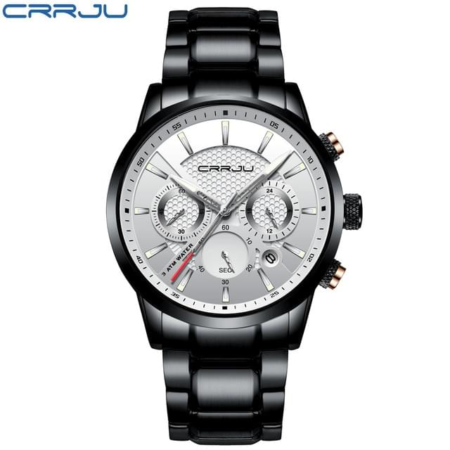 CRRJU – Reloj de Lujo para Hombre con Cronógrafo y Correa de Acero