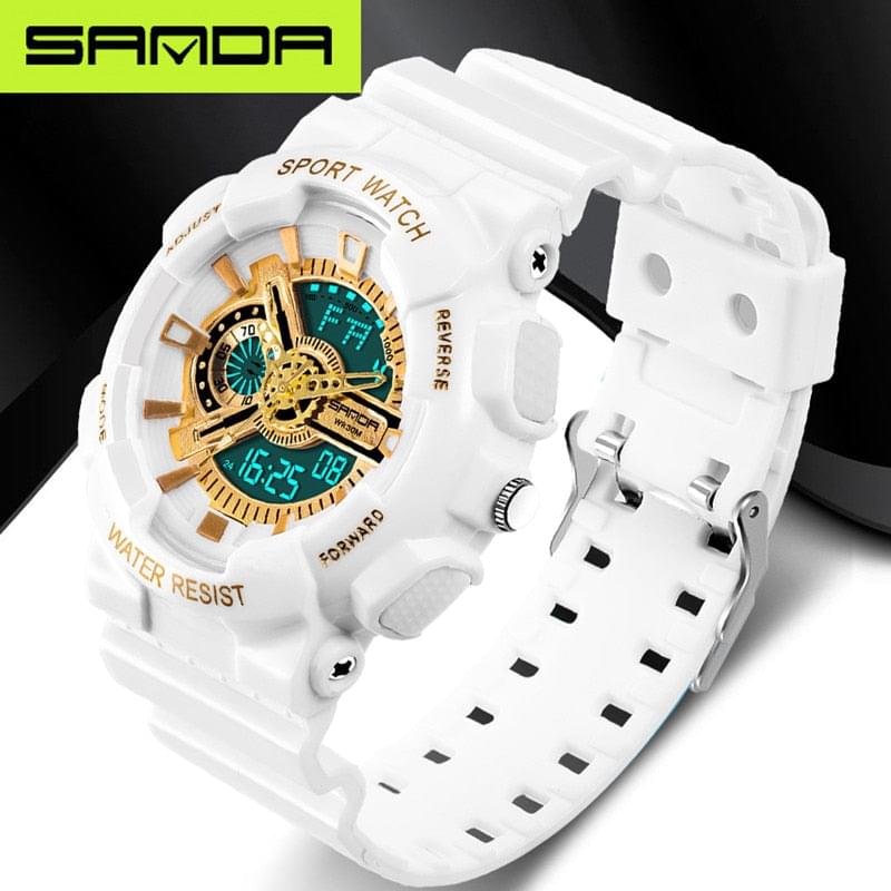 SANDA – Reloj Digital Militar Deportivo para Hombre con Correa de Goma - vista frontal