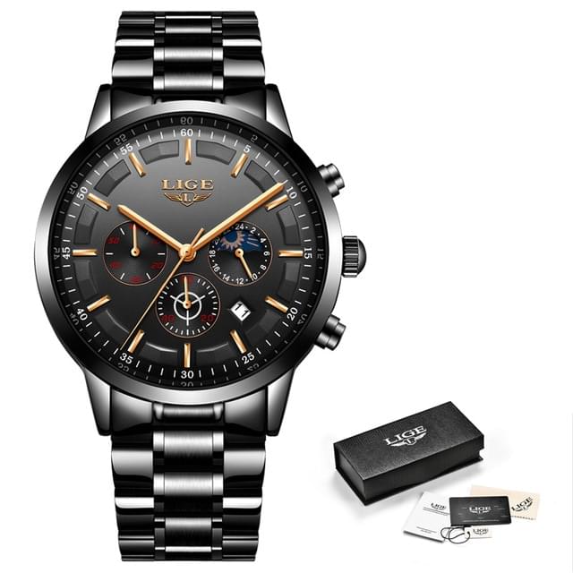 Reloj LIGE Deportivo de Lujo para Hombre, Resistente al Agua
