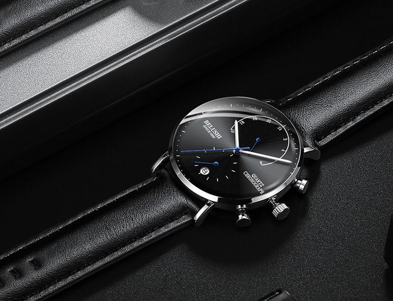 BELUSHI Reloj de Cuarzo para Hombre con Cronógrafo y Correa de Cuero