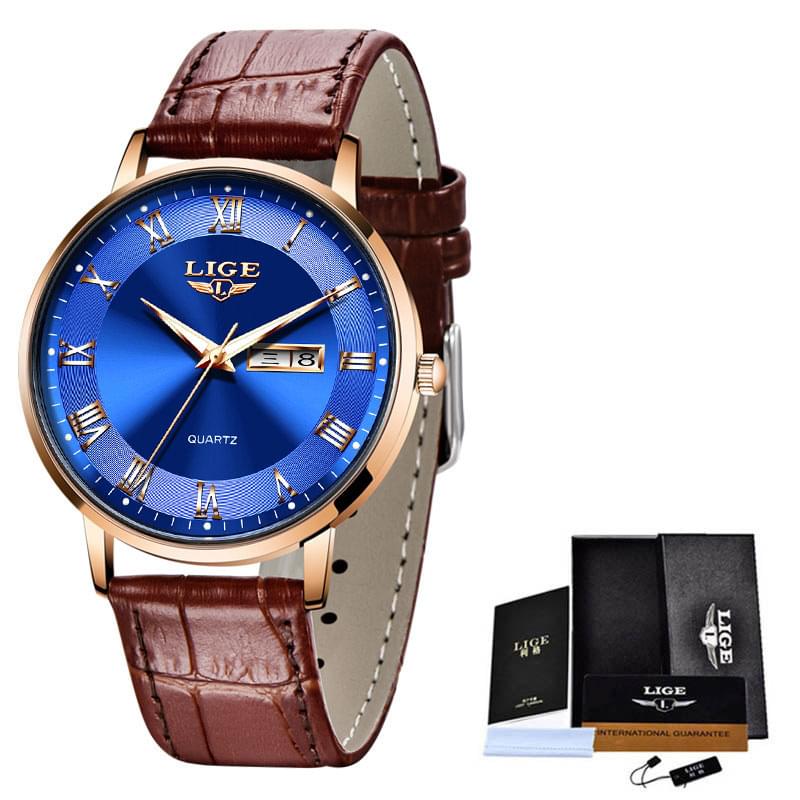 LIGE Reloj Ultra Delgado para Mujer, Doble Calendario y Correa de Malla Milanesa
