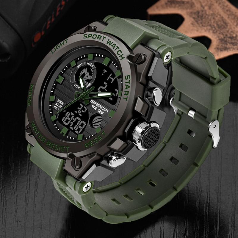 SANDA 739 Reloj Militar Deportivo para Hombre, Doble Pantalla