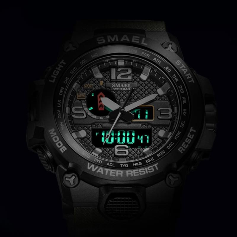 SMAEL 1545D – Reloj Militar Doble Pantalla para Hombre - vista de detalle