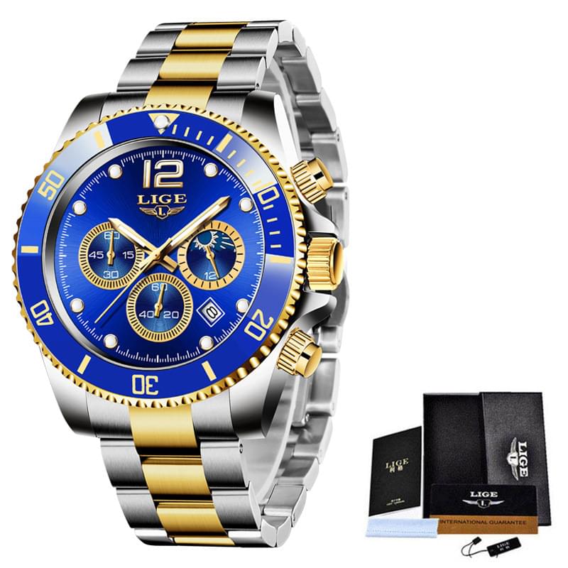 Reloj de Cuarzo Deportivo para Hombre, Cronógrafo Multifuncional y Resistente al Agua