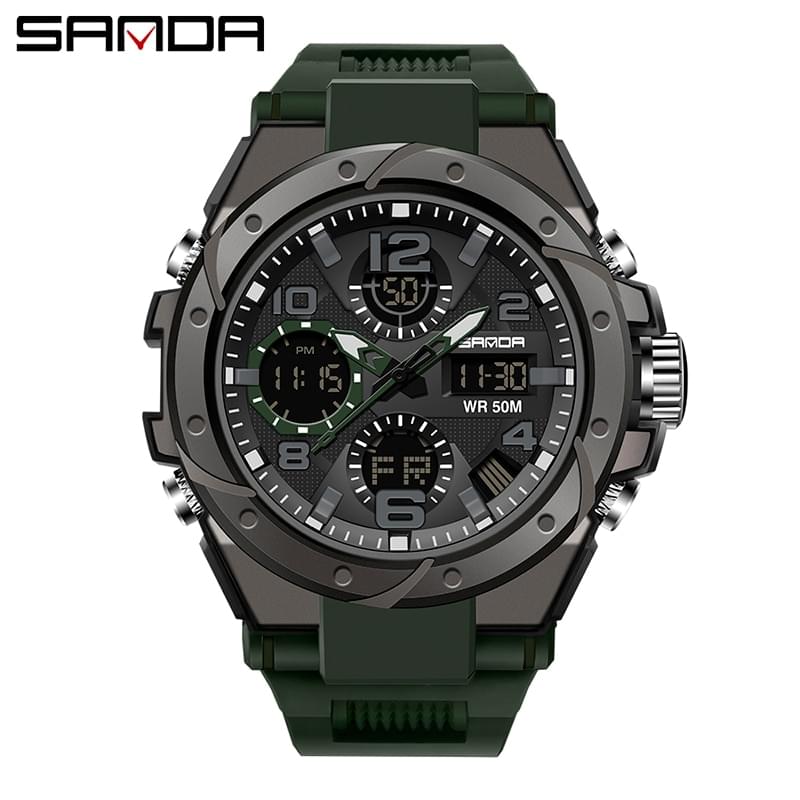 SANDA Reloj Deportivo Militar para Hombre, Doble Pantalla