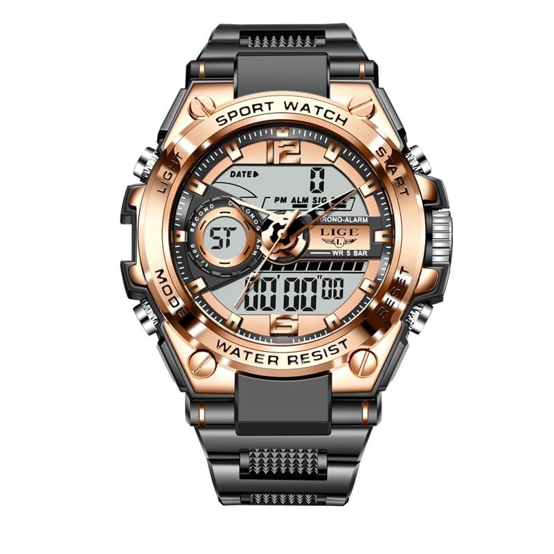 LIGE Reloj Electrónico Doble Pantalla, Luminoso y Resistente al Agua