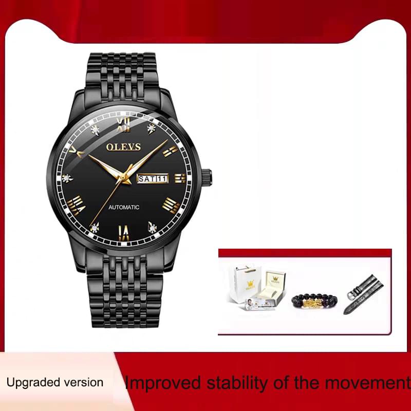 Reloj Mecánico Automático para Hombre, Correa de Acero y Luz Nocturna