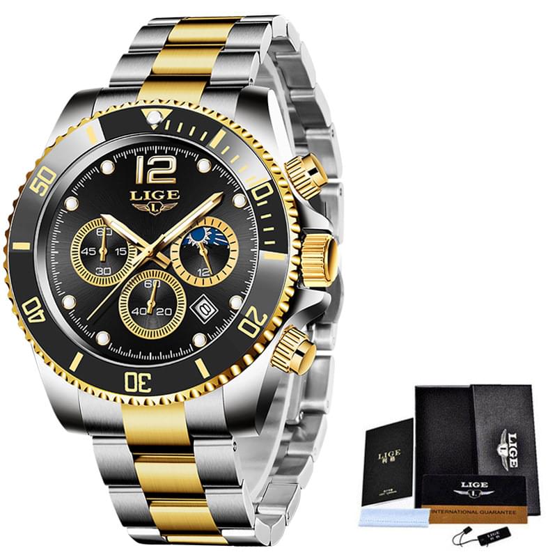Reloj de Cuarzo Deportivo para Hombre, Cronógrafo Multifuncional y Resistente al Agua