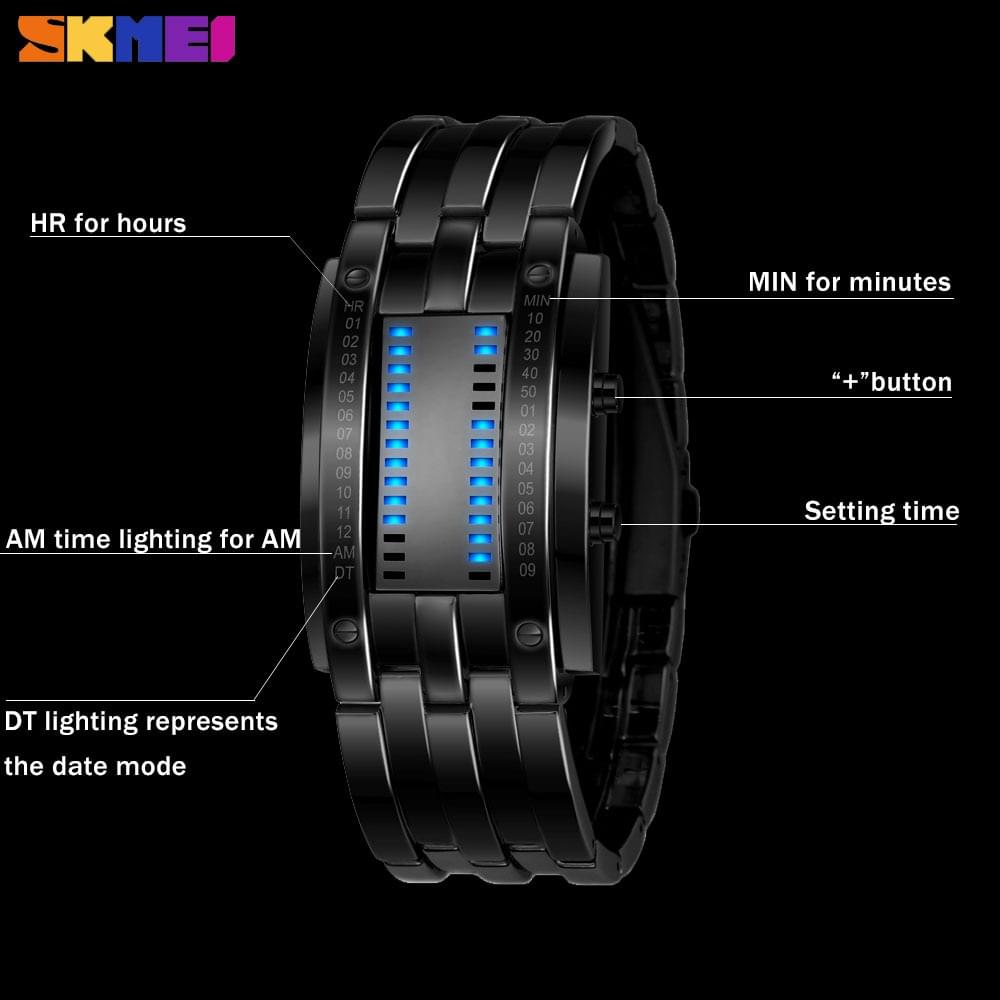 SKMEI 0953 – Reloj Digital Deportivo para Mujer con Correa de Acero