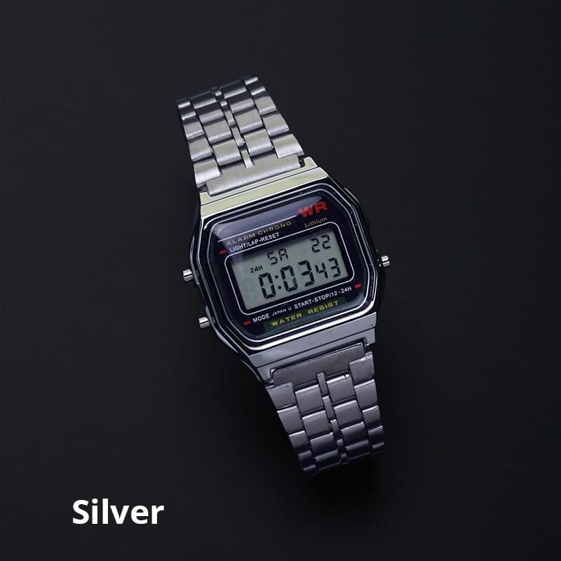 Reloj Digital Retro Unisex – Acero Inoxidable Estilo Vintage - vista de detalle