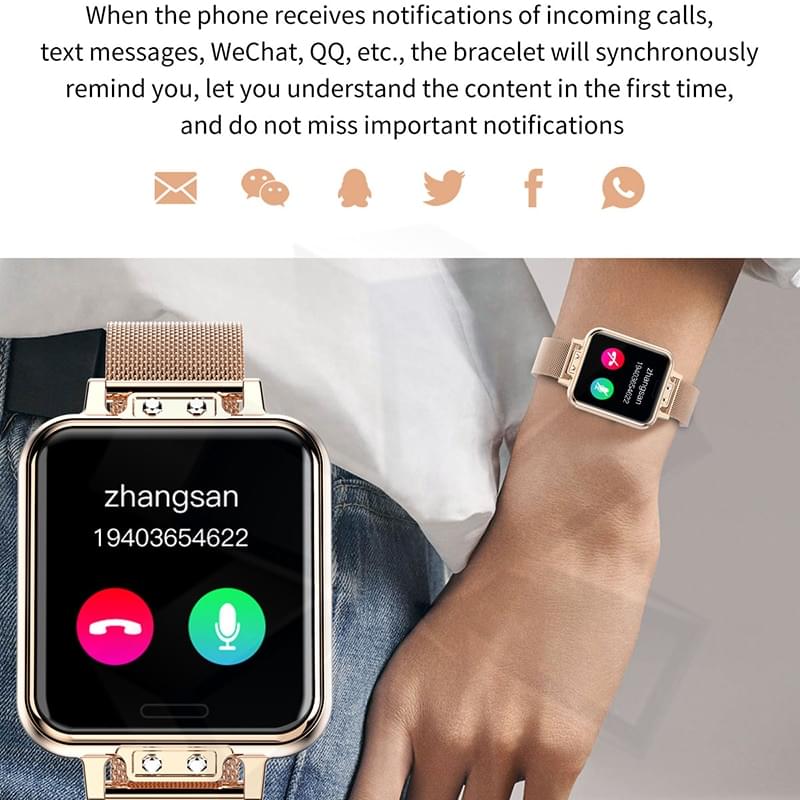 Smartwatch para Mujer con Monitor de Ciclo Menstrual y Ritmo Cardíaco - en la muñeca