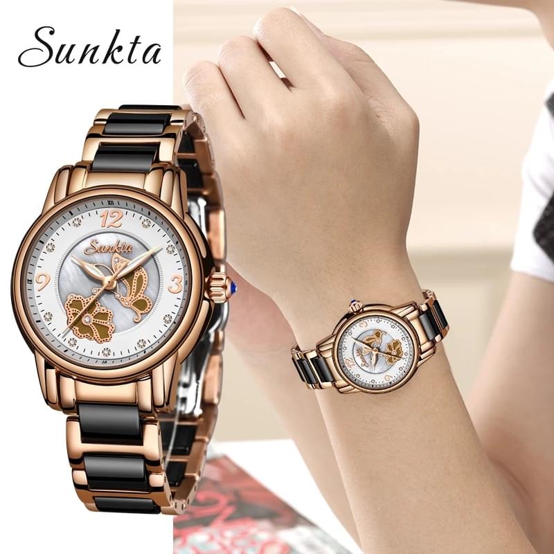 Reloj de Cerámica LIGE para Mujer, Elegante y Resistente al Agua