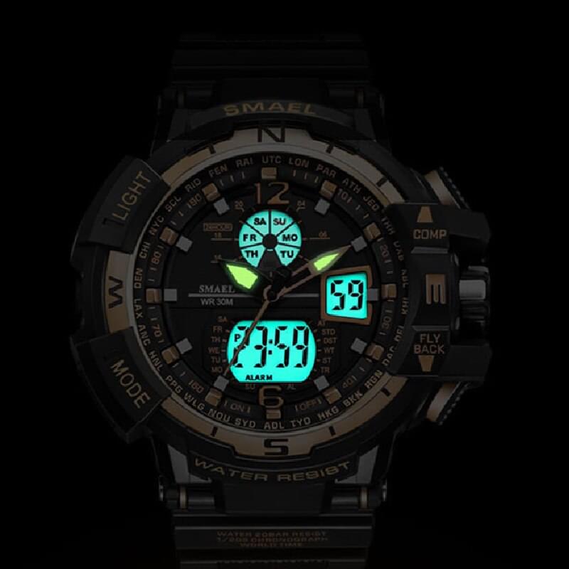SMAEL 1376C – Reloj Deportivo Digital con Doble Pantalla para Hombre - en la muñeca