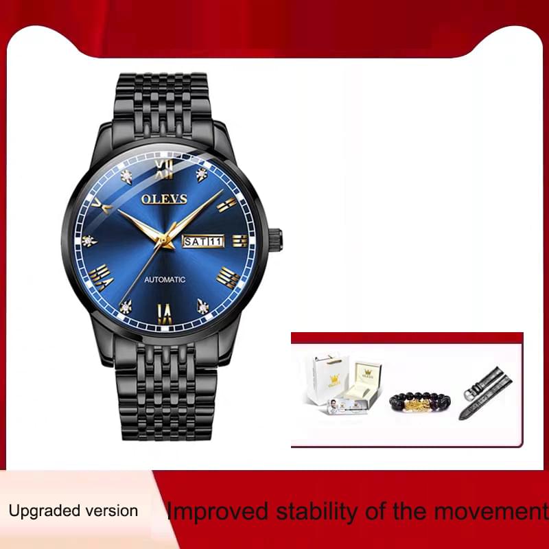 Reloj Mecánico Automático para Hombre, Correa de Acero y Luz Nocturna