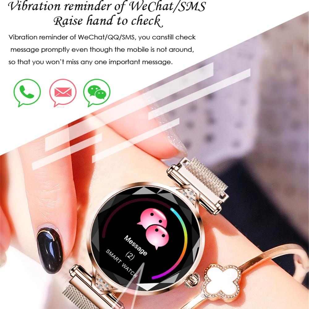 H1 Pulsera Inteligente para Mujer con Pantalla a Color y Diamantes