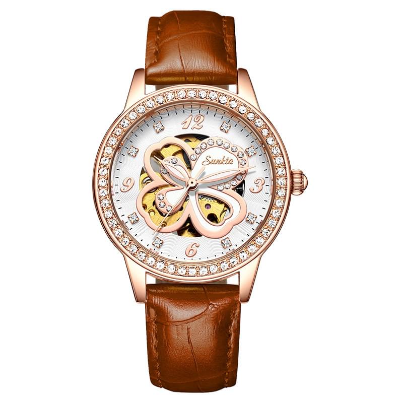 SUNKTA Reloj de Cuarzo para Mujer, Oro Rosa y Resistente al Agua