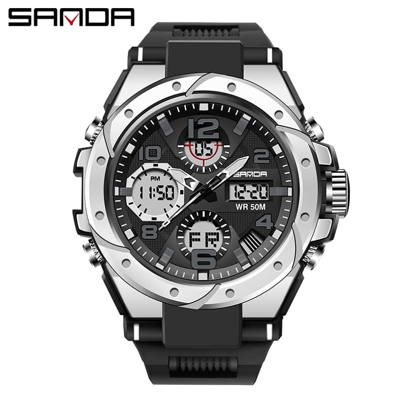 SANDA Reloj Deportivo Militar para Hombre, Doble Pantalla