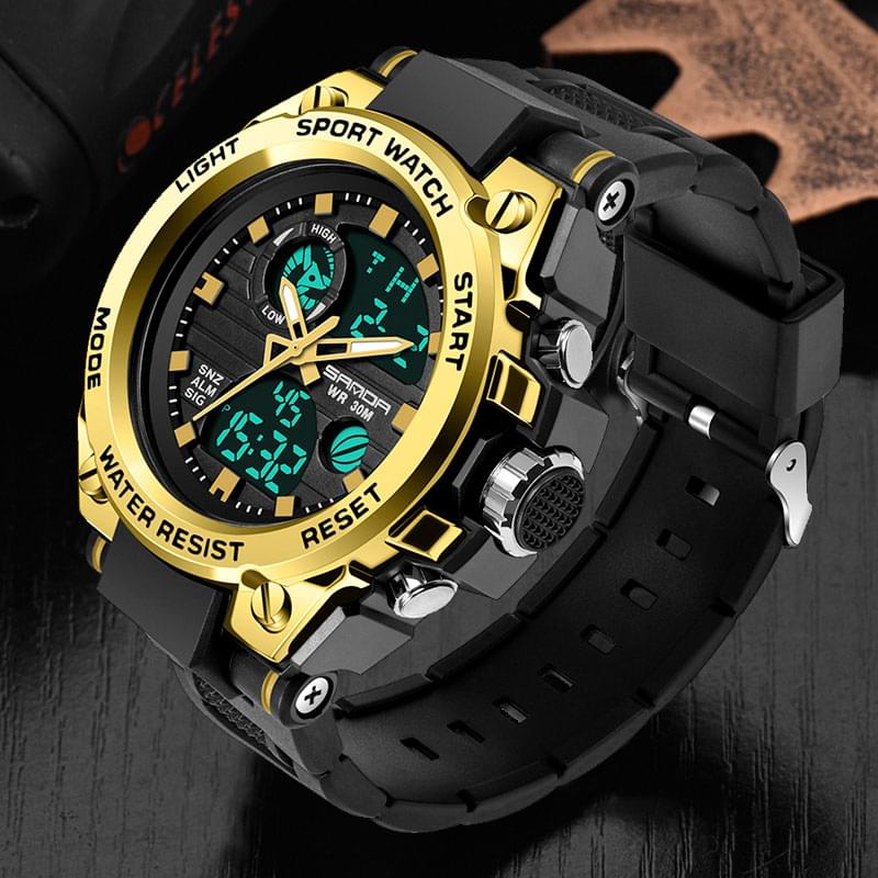 SANDA 739 Reloj Militar Deportivo para Hombre, Doble Pantalla