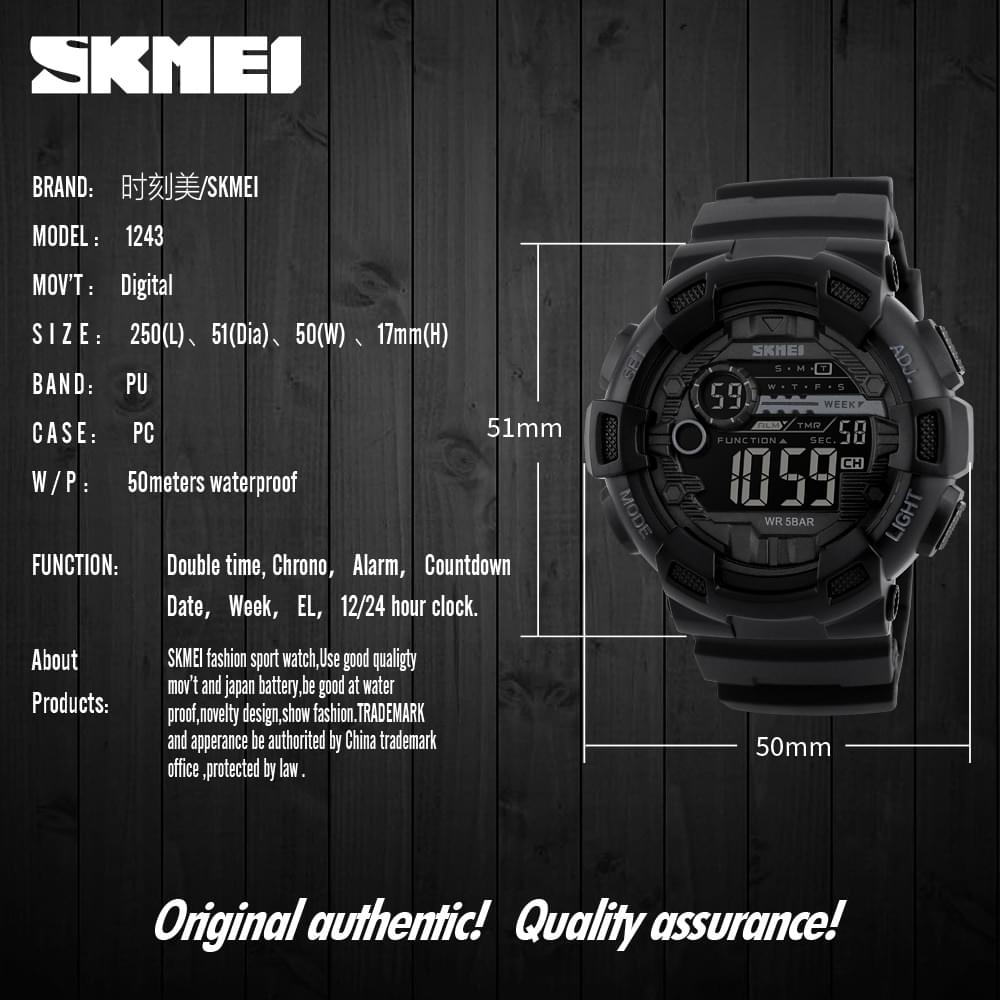 SKMEI 1243 – Reloj Digital Deportivo para Hombre