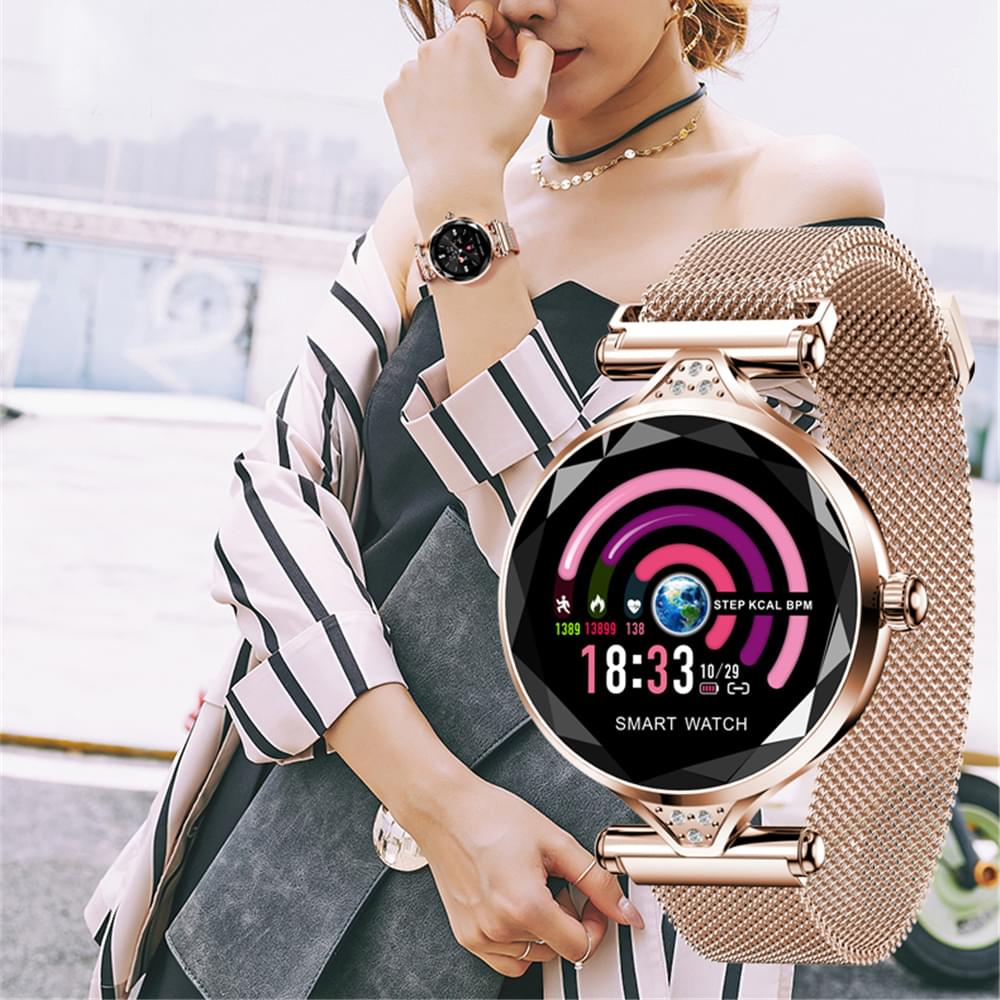H1 Pulsera Inteligente para Mujer con Pantalla a Color y Diamantes