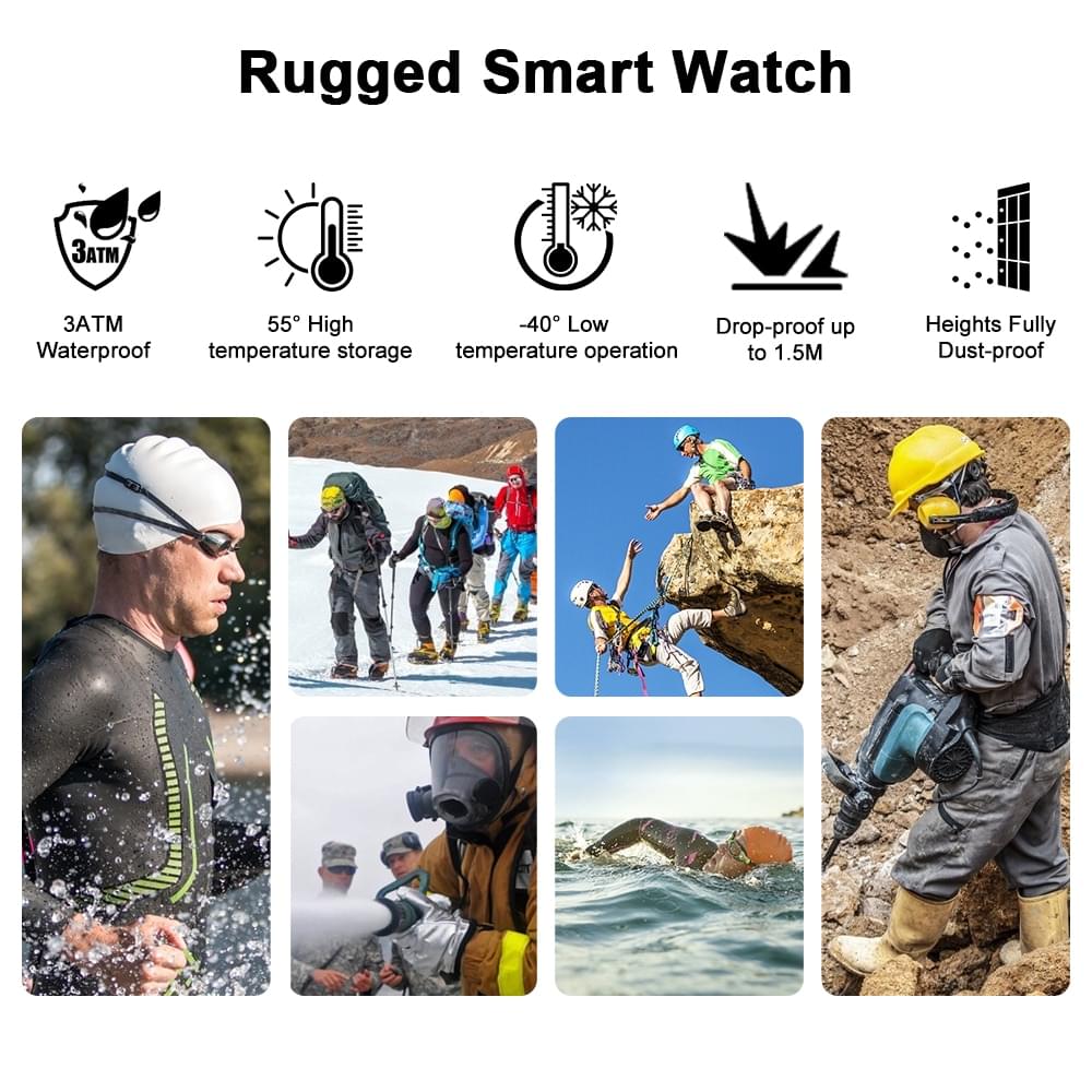 ROCK Smartwatch Resistente para Hombre con Monitor de Presión Arterial - vista de detalle
