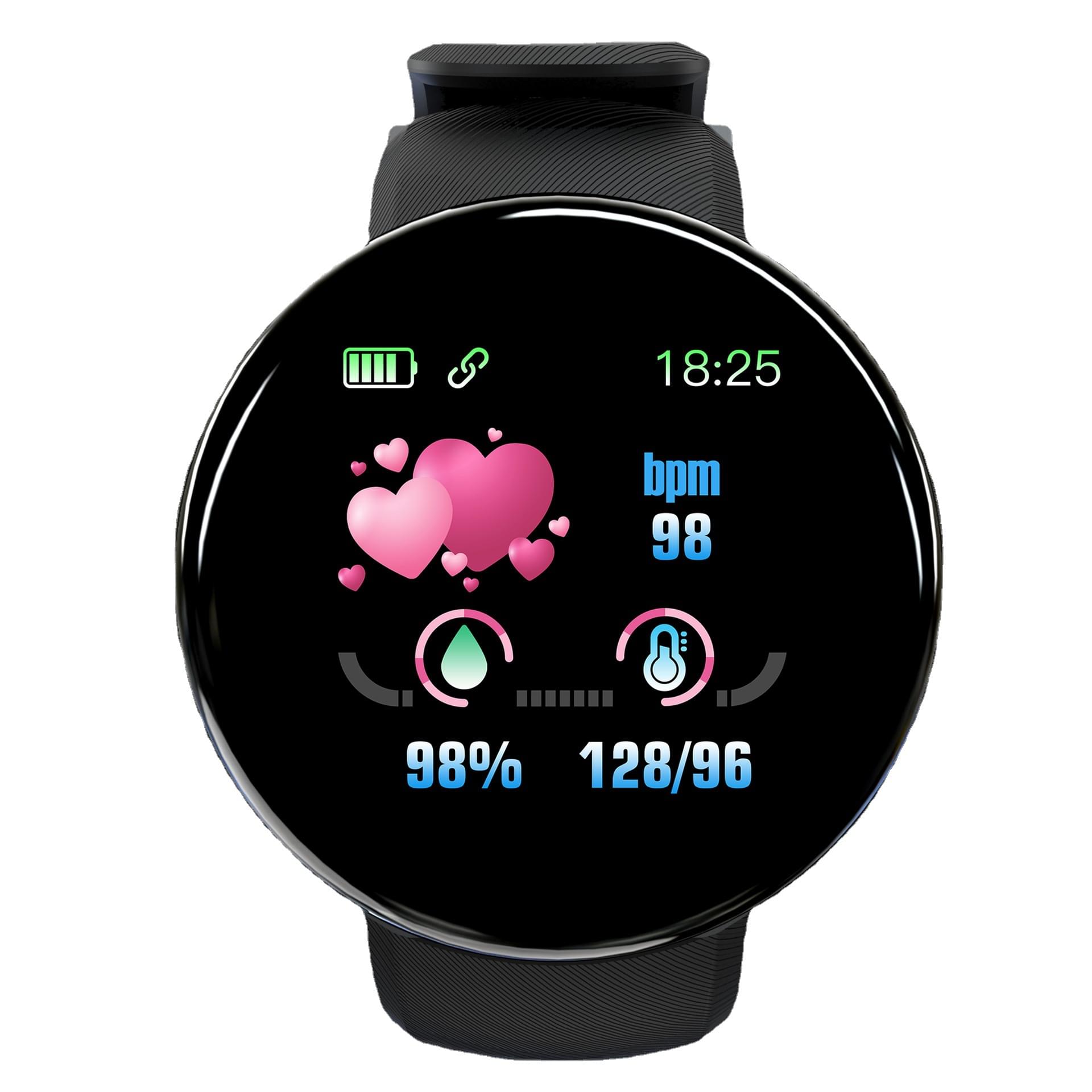 D18 Pulsera Inteligente con Pantalla Redonda, Ritmo Cardíaco y Podómetro - vista frontal
