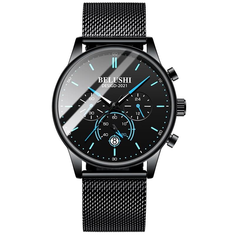 BELUSHI Reloj Ultra Delgado para Hombre, Correa Milanesa de Acero Inoxidable
