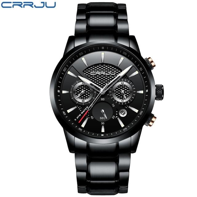 CRRJU – Reloj de Lujo para Hombre con Cronógrafo y Correa de Acero