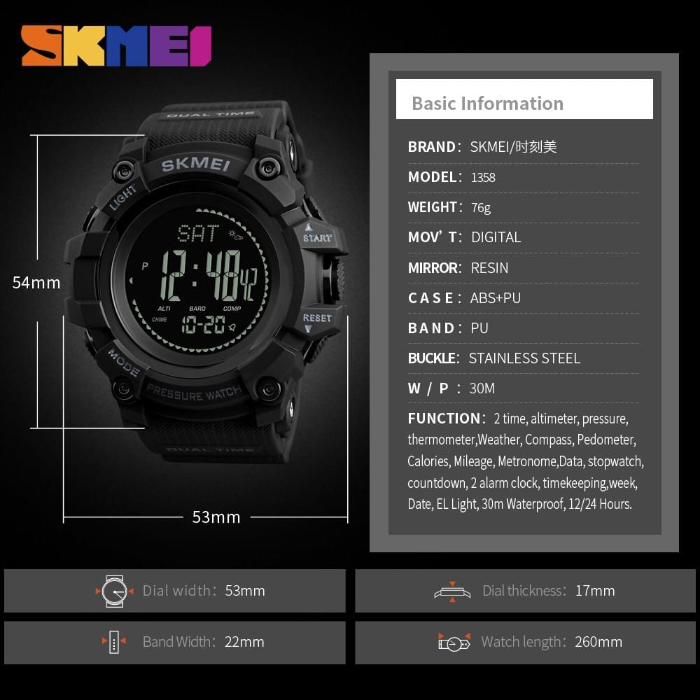 Reloj Deportivo SKMEI 1358 – Tu Compañero Ideal para Aventuras al Aire Libre