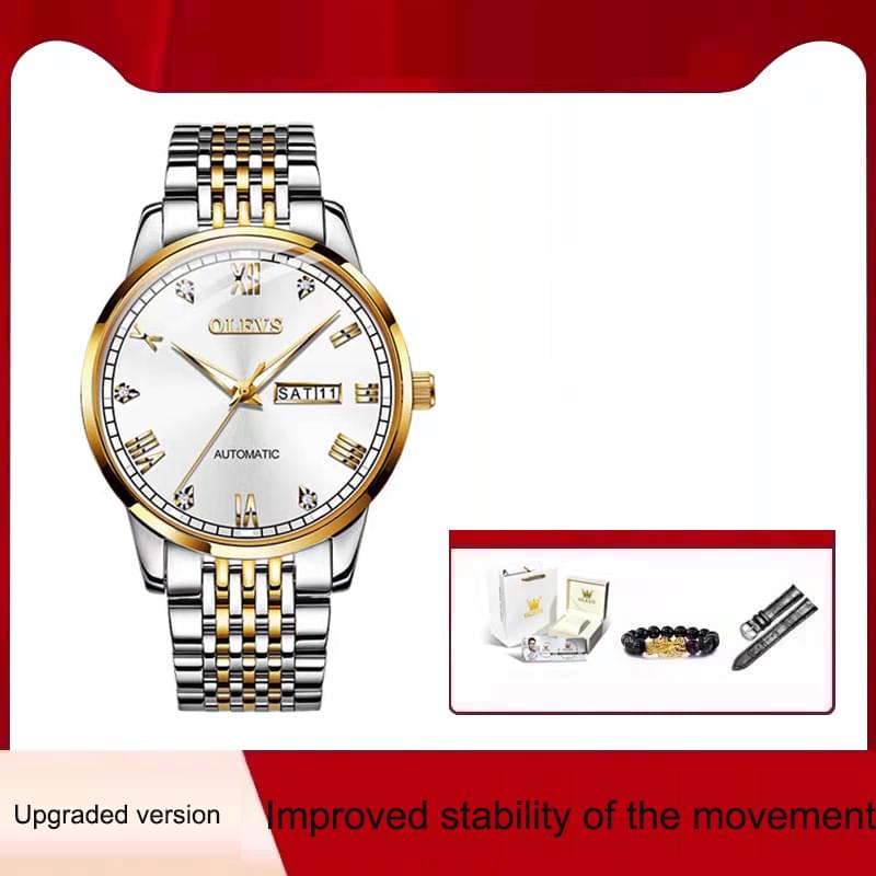 Reloj Mecánico Automático para Hombre, Correa de Acero y Luz Nocturna