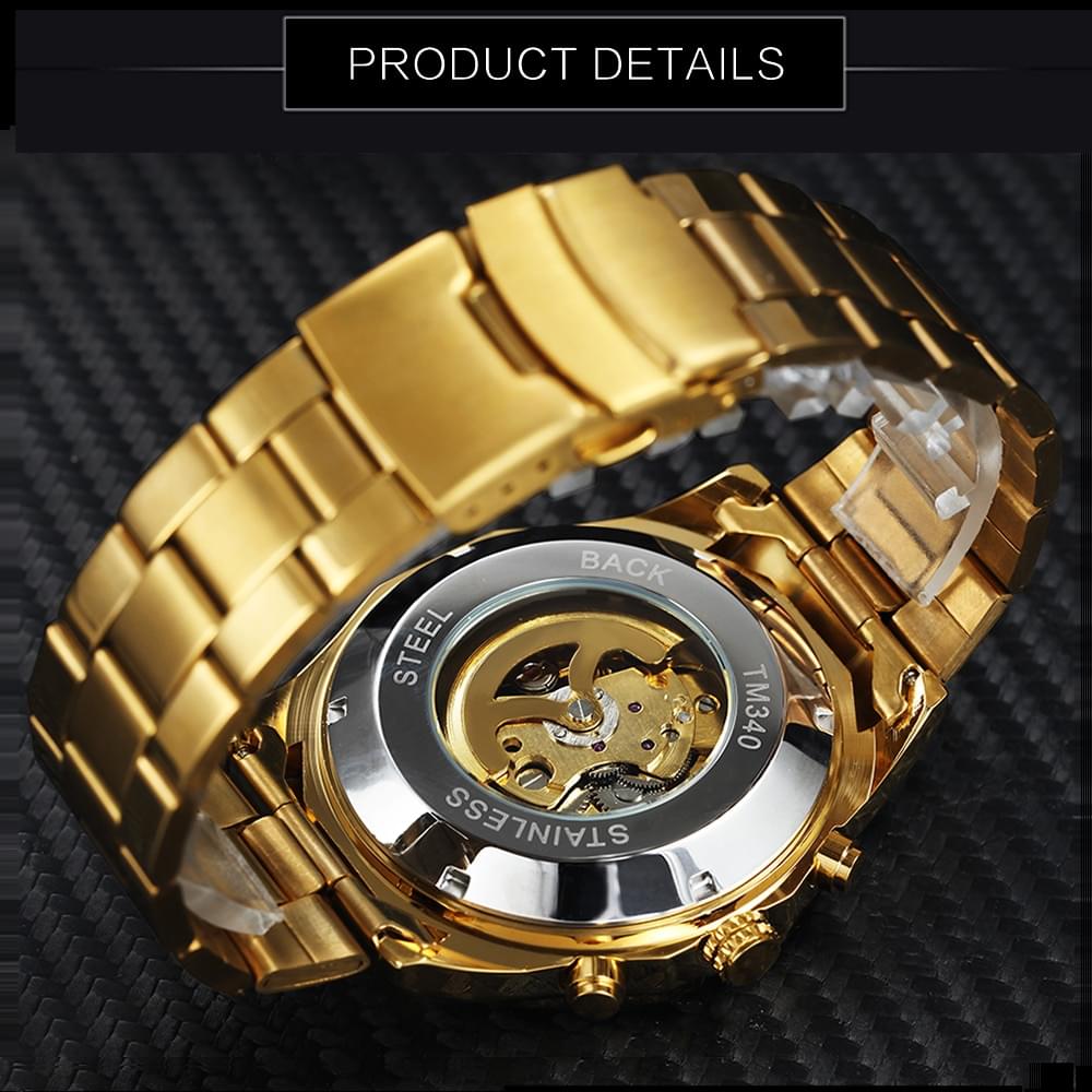 T-WINNER Reloj Mecánico Automático Esqueleto para Hombre, Estilo Vintage