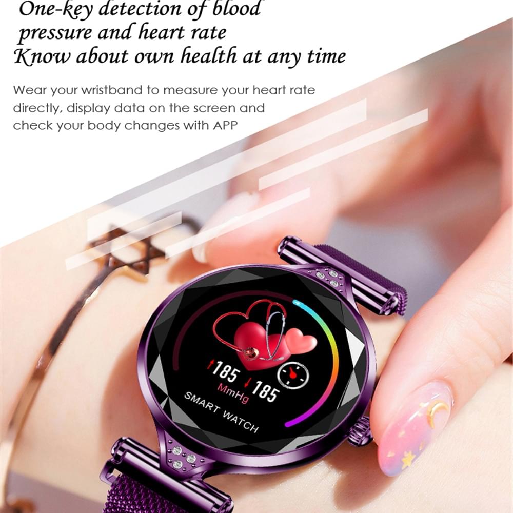 H1 Pulsera Inteligente para Mujer con Pantalla a Color y Diamantes