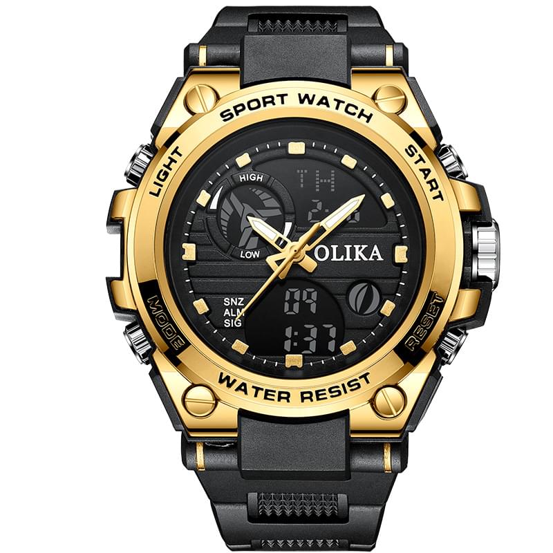 Reloj Electrónico Doble Pantalla para Hombre, Resistente al Agua y Luz Nocturna