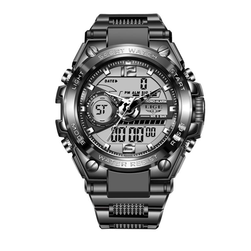 LIGE Reloj Electrónico Doble Pantalla, Luminoso y Resistente al Agua